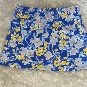 J. McLaughlin Blue and Yellow Skort with Abstract Design